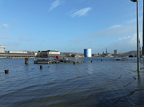 Photo prise lors d'un débordement dans la ville de Rouen, en janvier 2018.