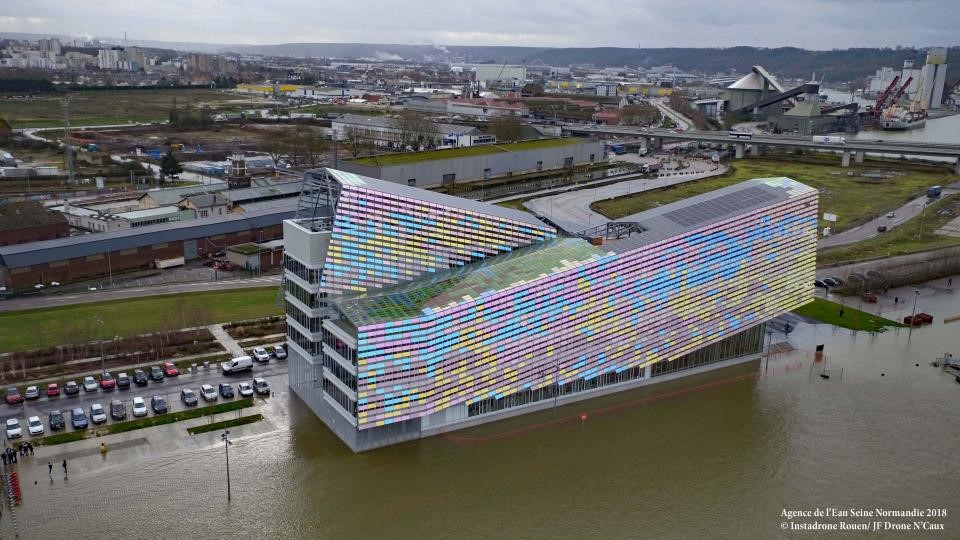 Photo aérienne prise par drône au dessus du 108, janvier 2018 (source : AESN)