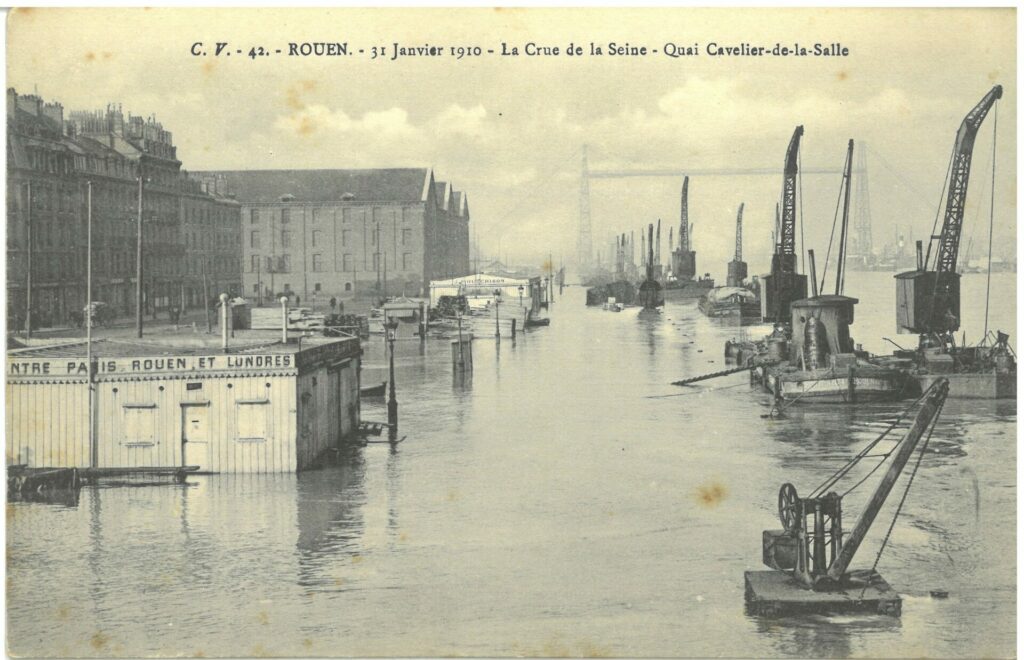 1910 01 31 ROUEN Crue Seine Quai Cavelier De La Salle
