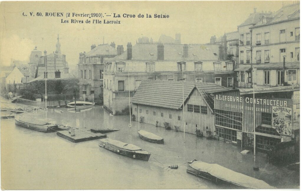1910 02 02 ROUEN Crue Seine Les Rives De L'Ile Lacroix