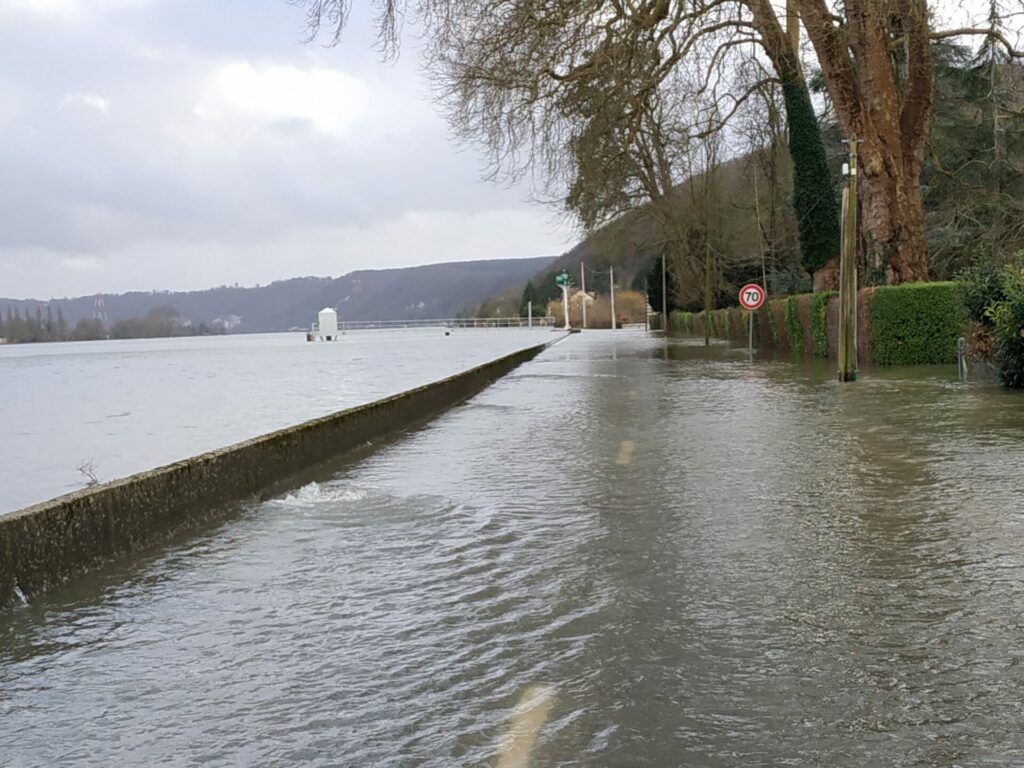 Débordement de la Seine à Bardouville le 13/02/2020