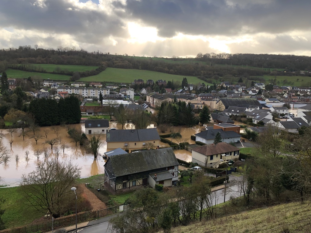 Inondations survenues le 22 janvier 2018 à Saint Léger du Bourg Denis (source : MRN)